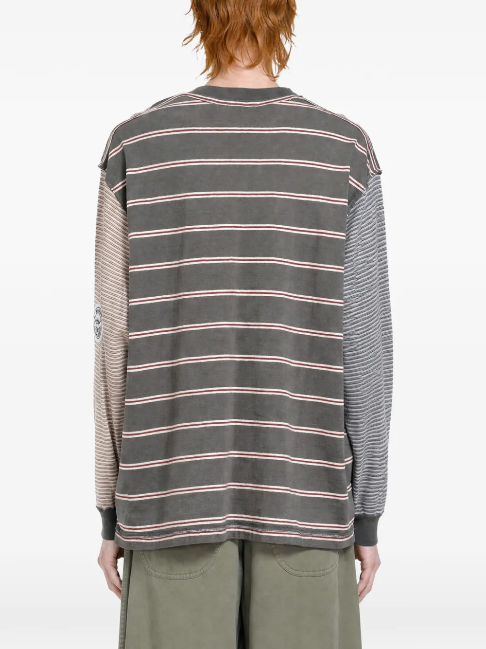 Song For The Mute Oversized gestreept T-shirt met lange mouwen Grijs
