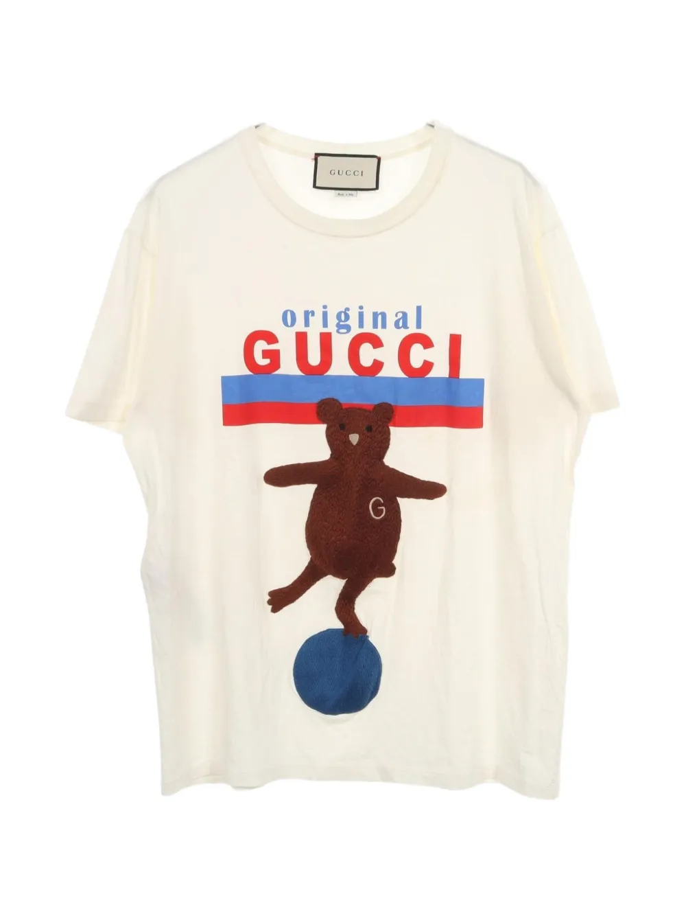 Gucci Pre-Owned 2000s teddy bear-patch T-shirt - Tons neutres