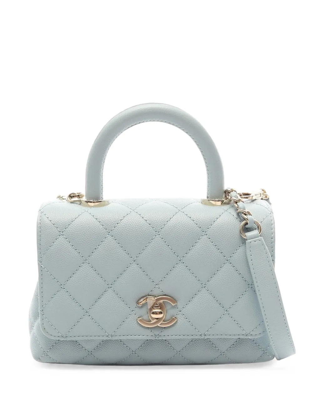 CHANEL Pre-Owned Coco Handle quilted mini shoulder bag - Blu