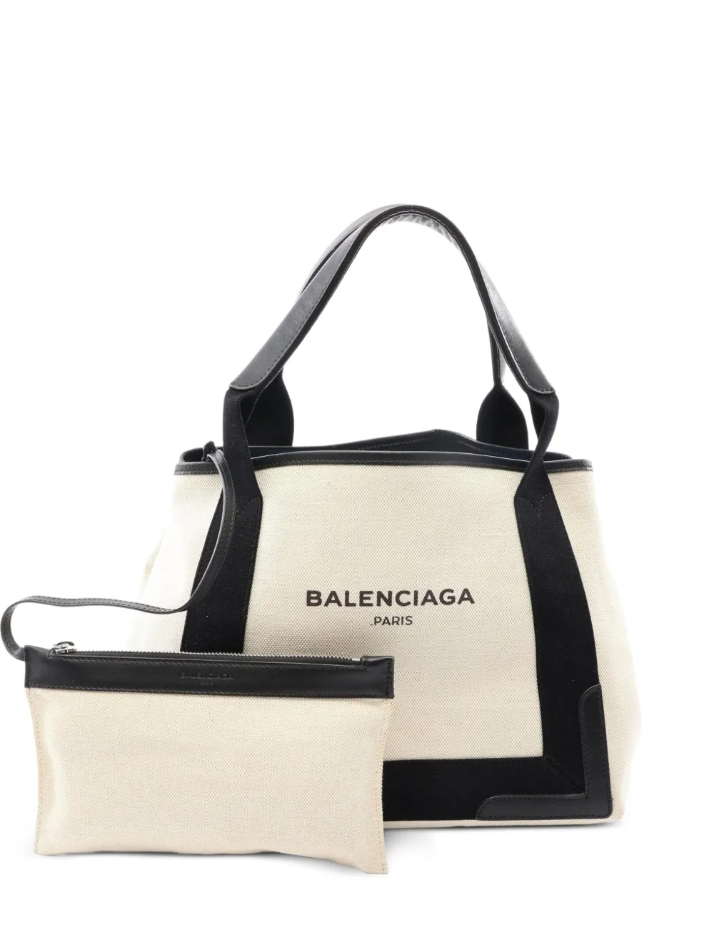 Balenciaga Pre-Owned 2000s S Navy Cabas leather-trim tote bag - Nude