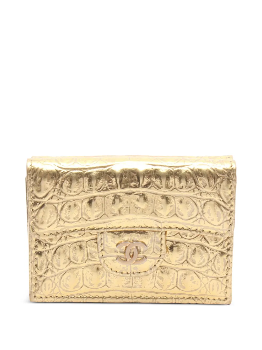 CHANEL Pre-Owned 2019 small CC croc-effect wallet - Gold