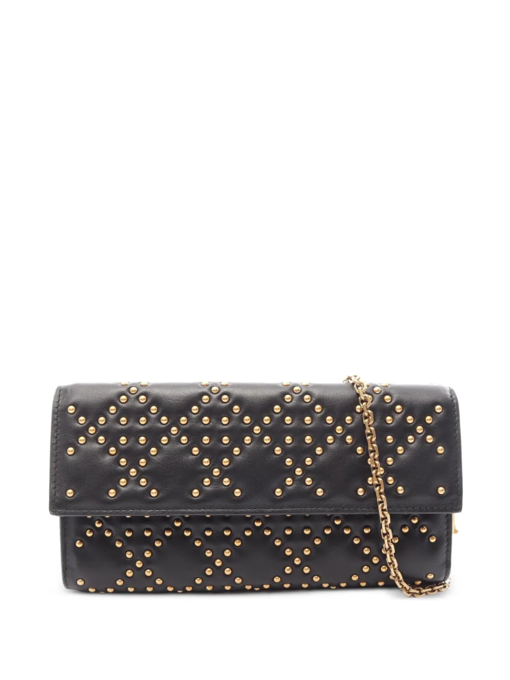 Christian Dior Pre-Owned 2010s Cannage studded wallet on chain - Schwarz