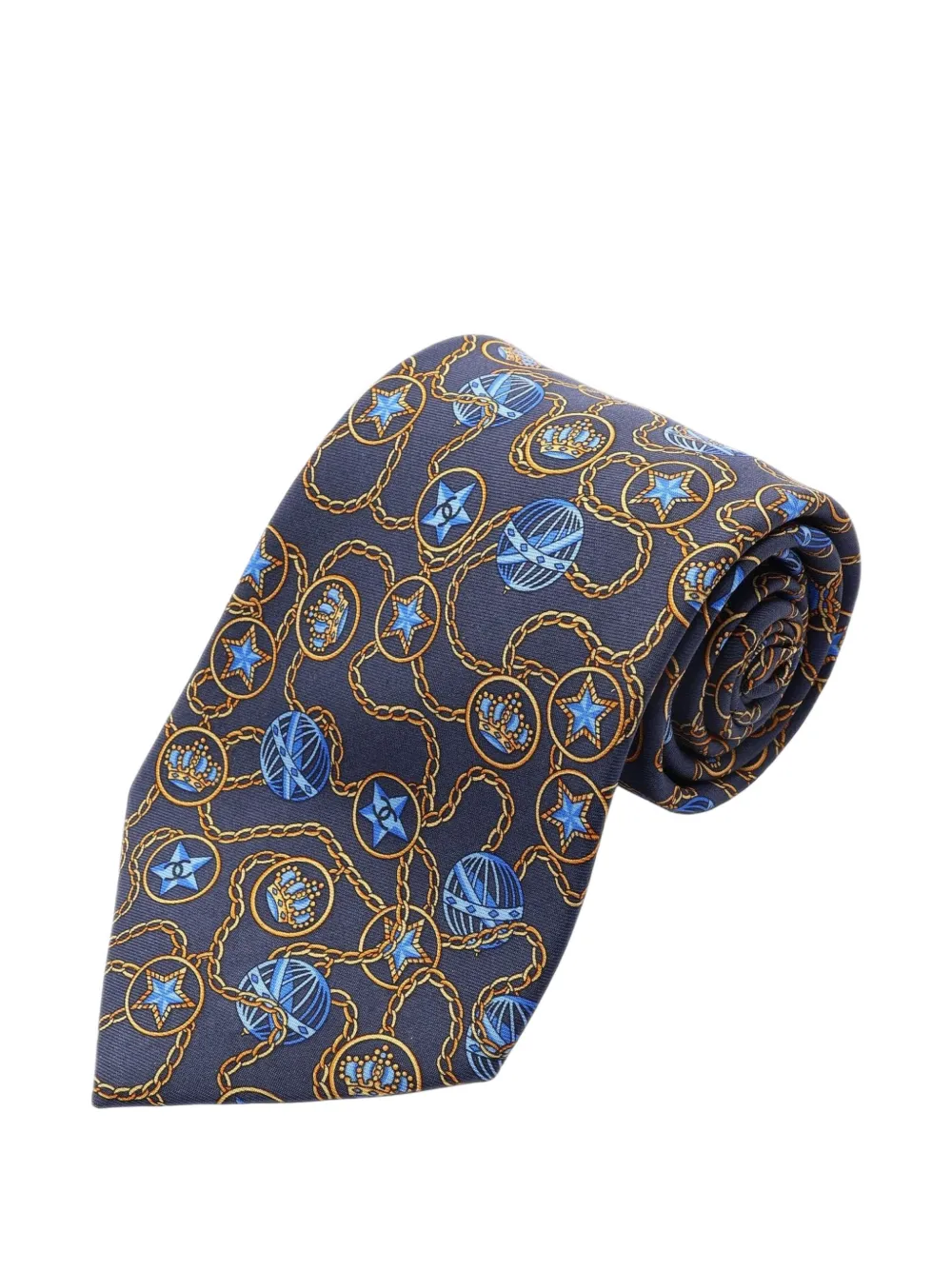 CHANEL Pre-Owned 1986-1988 Coco Mark chain-link tie - Blu