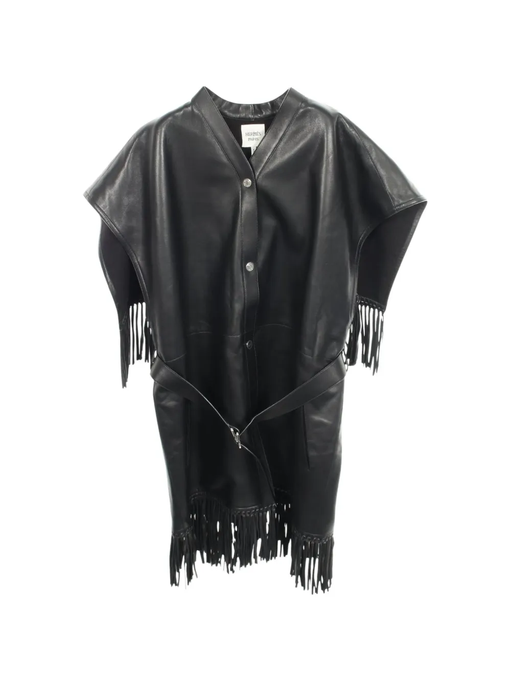 Pre-owned Hermes 2010s Fringed Cape In Black
