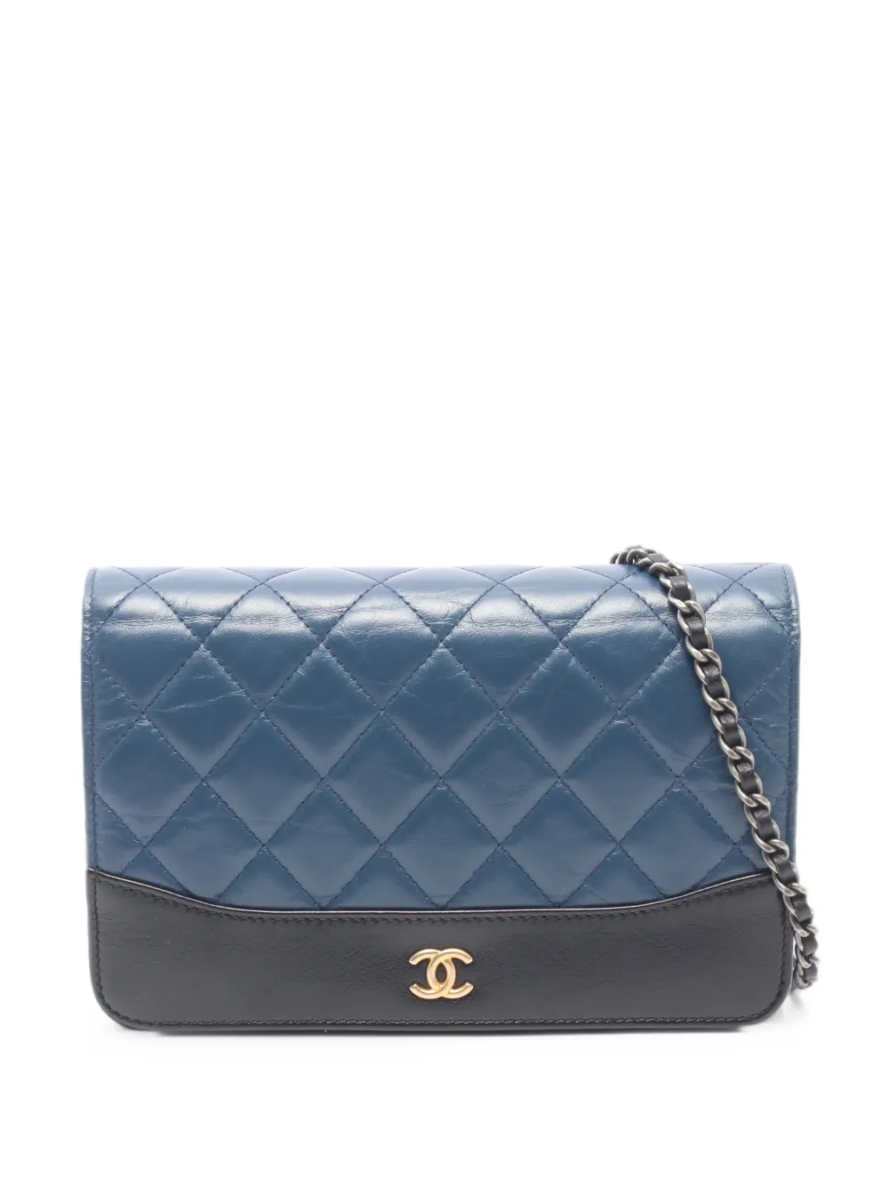 CHANEL Pre-Owned 2017-2018 Matelasse chain wallet - Blu