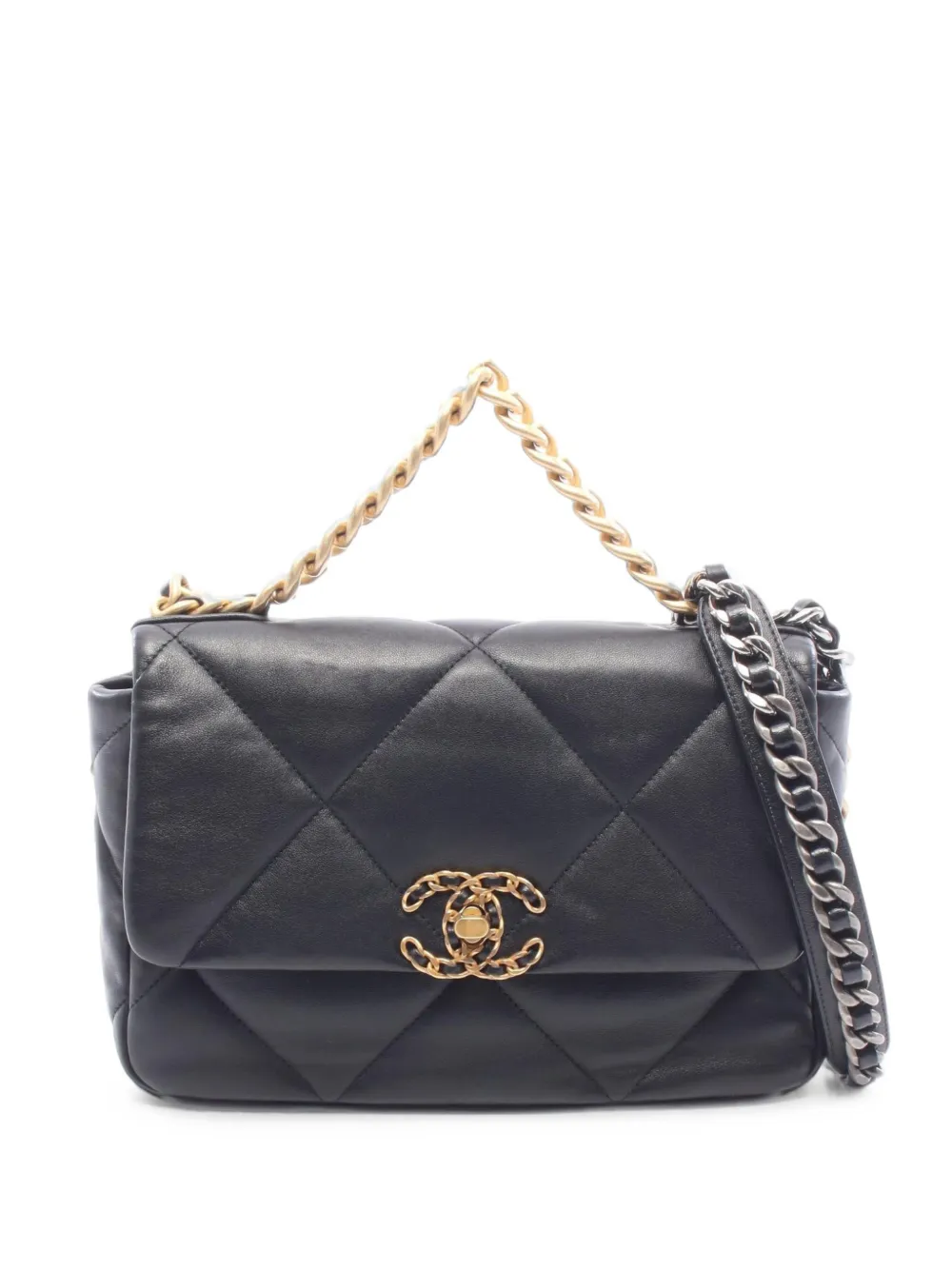 CHANEL Pre-Owned 2021 19 matelassé chain shoulder bag - Nero
