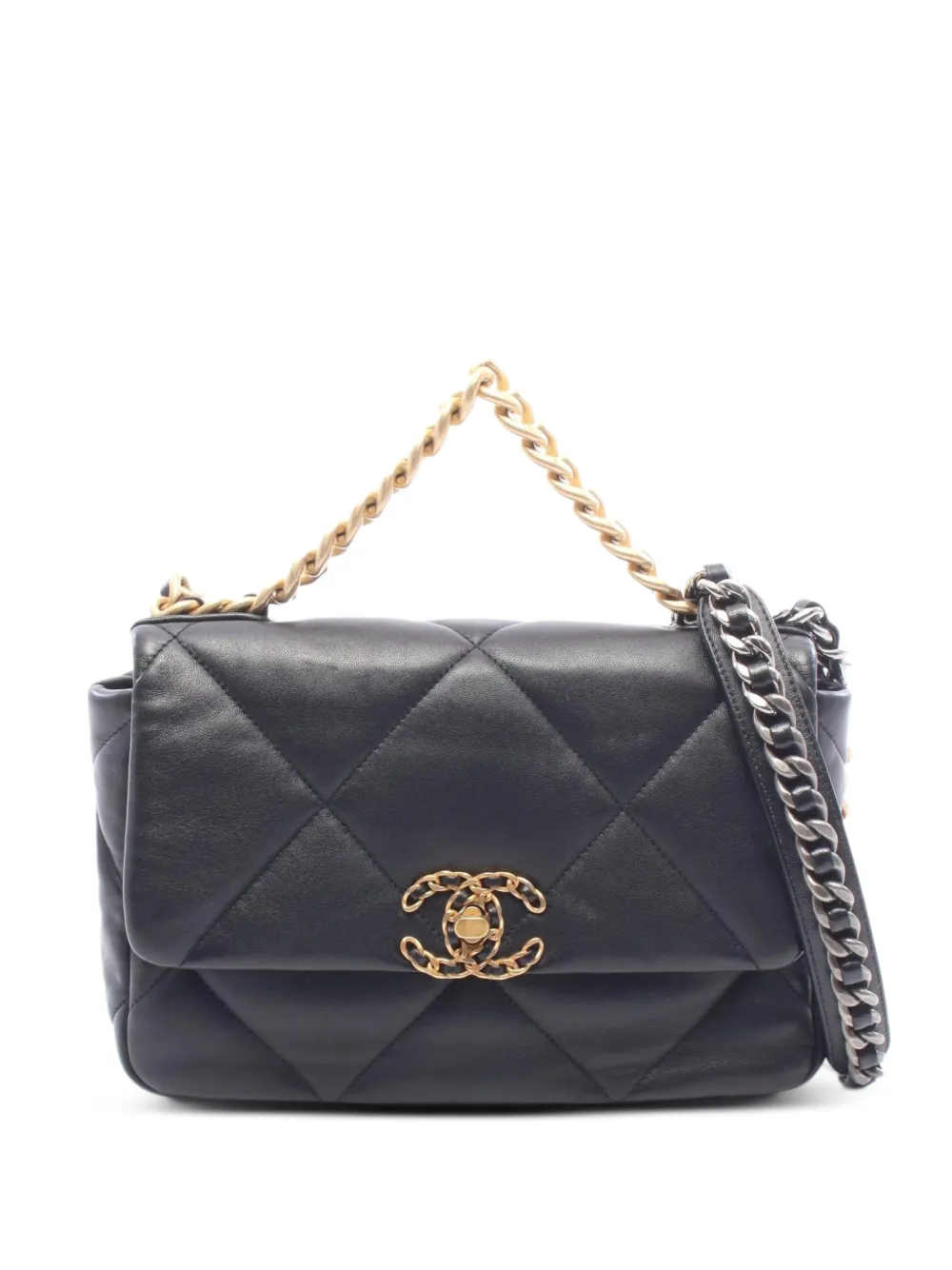 CHANEL Pre-Owned 2021 19 matelassé chain shoulder bag - Black
