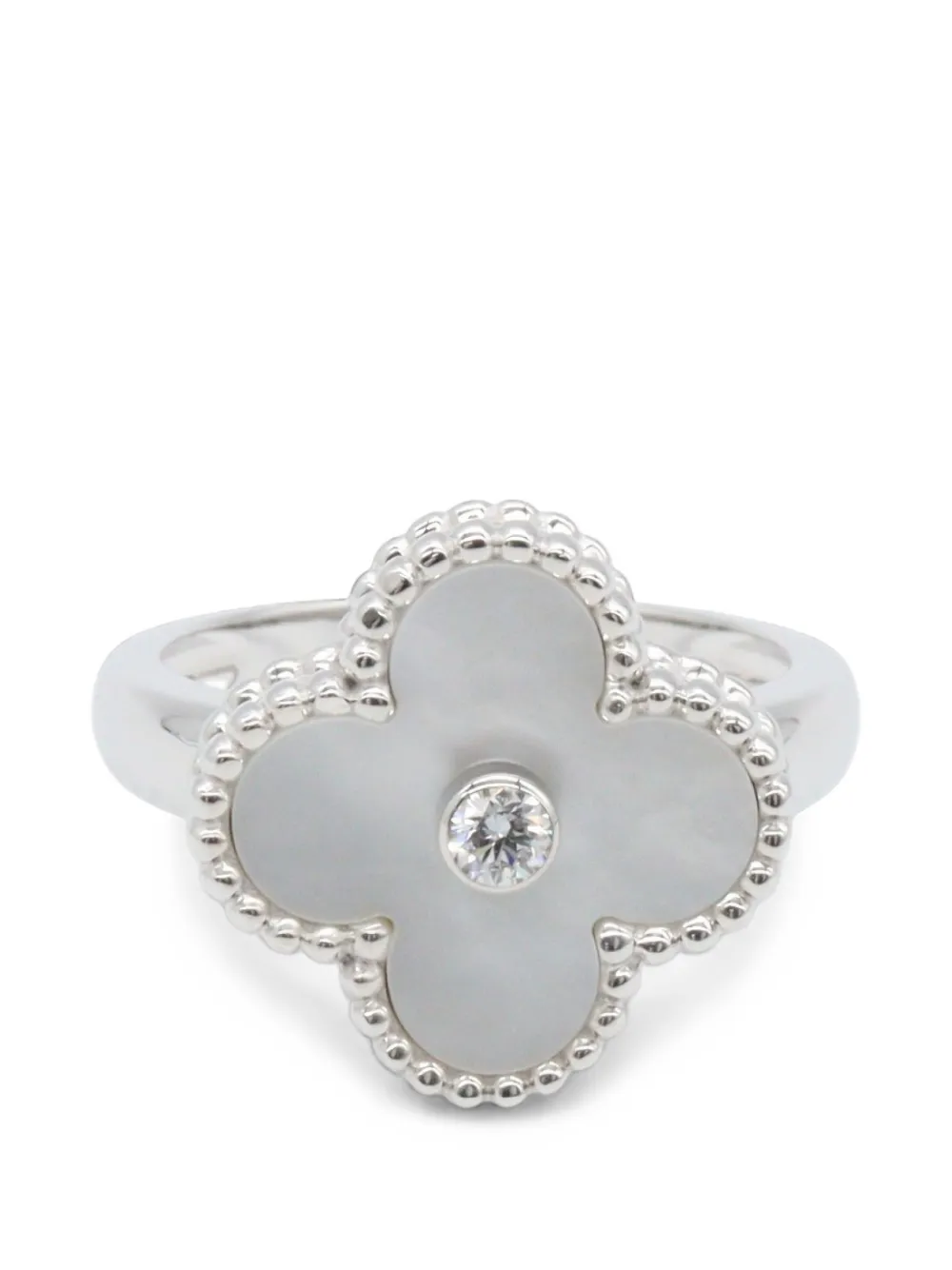 Van Cleef & Arpels Pre-owned 2010s Vintage Alhambra Diamond Ring in Silver