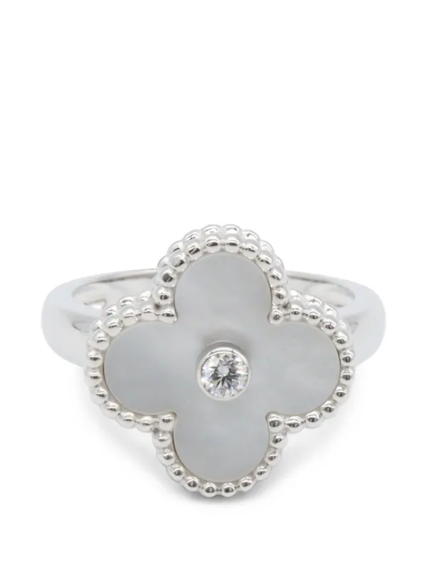 Van Cleef & Arpels Pre-owned 2010s Vintage Alhambra Diamond Ring in Silver