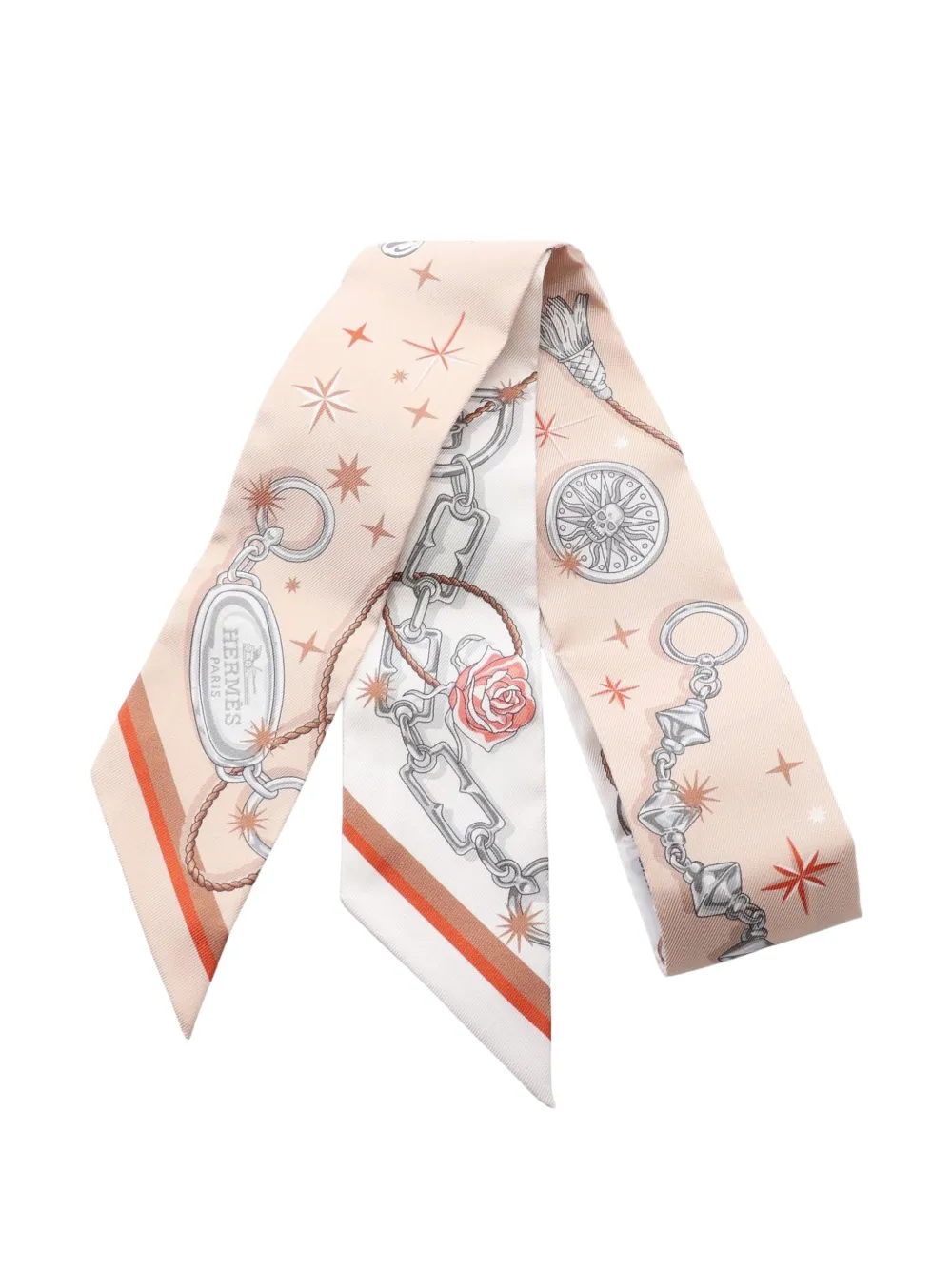 Hermès Pre-Owned 2020s C'est la Fête ribbon scarf - Nude