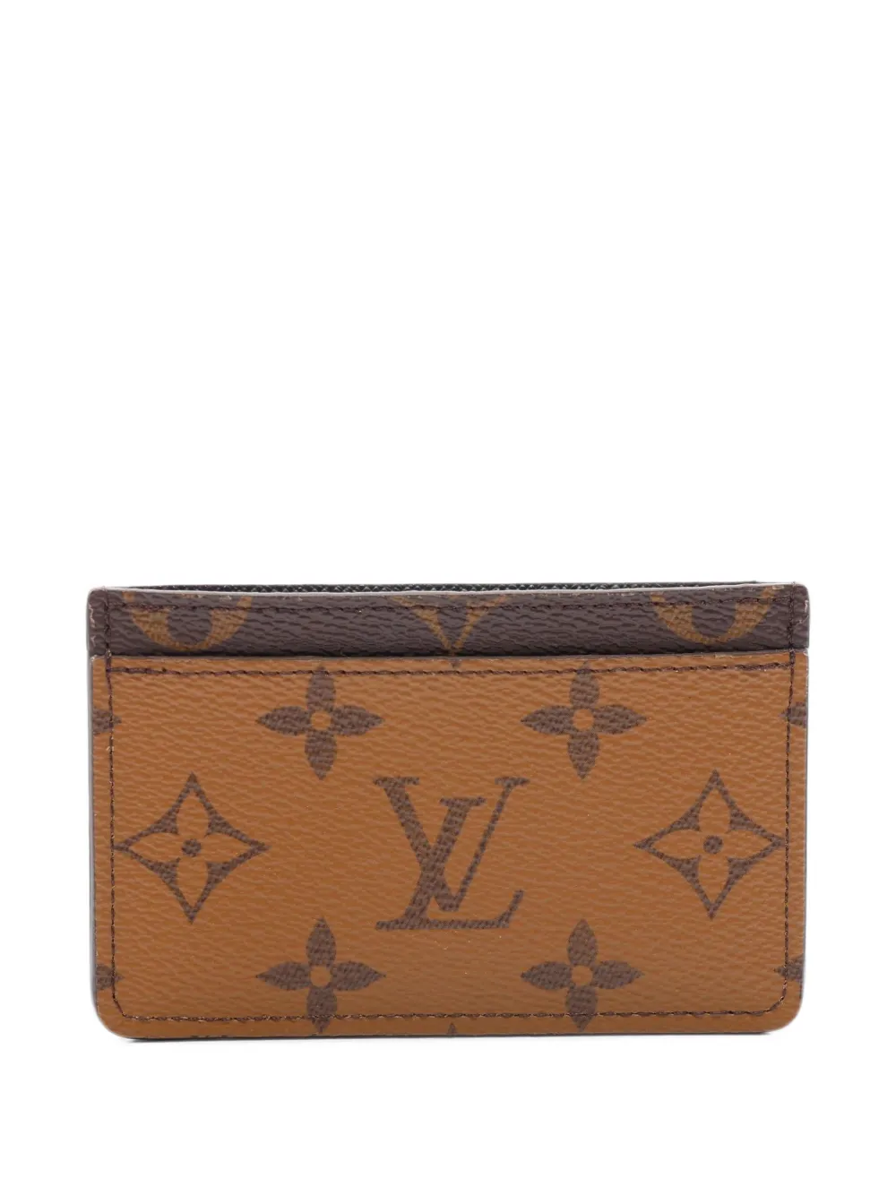 Pre-owned Louis Vuitton Monogram Reverse Card Holder In Brown