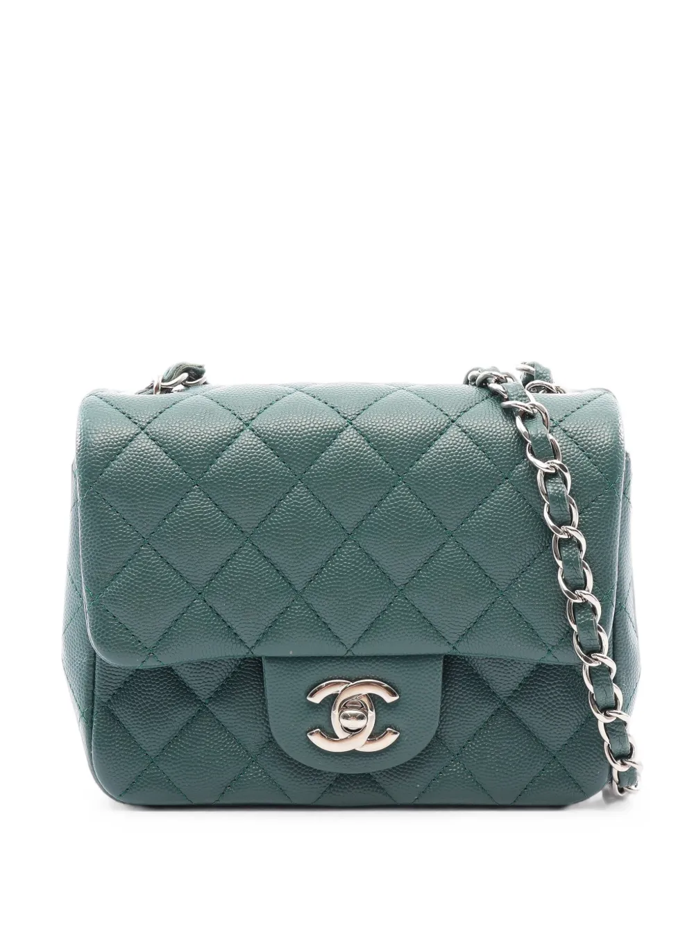 CHANEL Pre-Owned 2017-2018 Mini Matelasse chain shoulder bag - Verde
