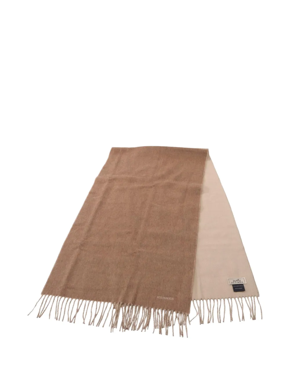 Hermès Pre-Owned 2020s Lectoverso fringed scarf - Braun