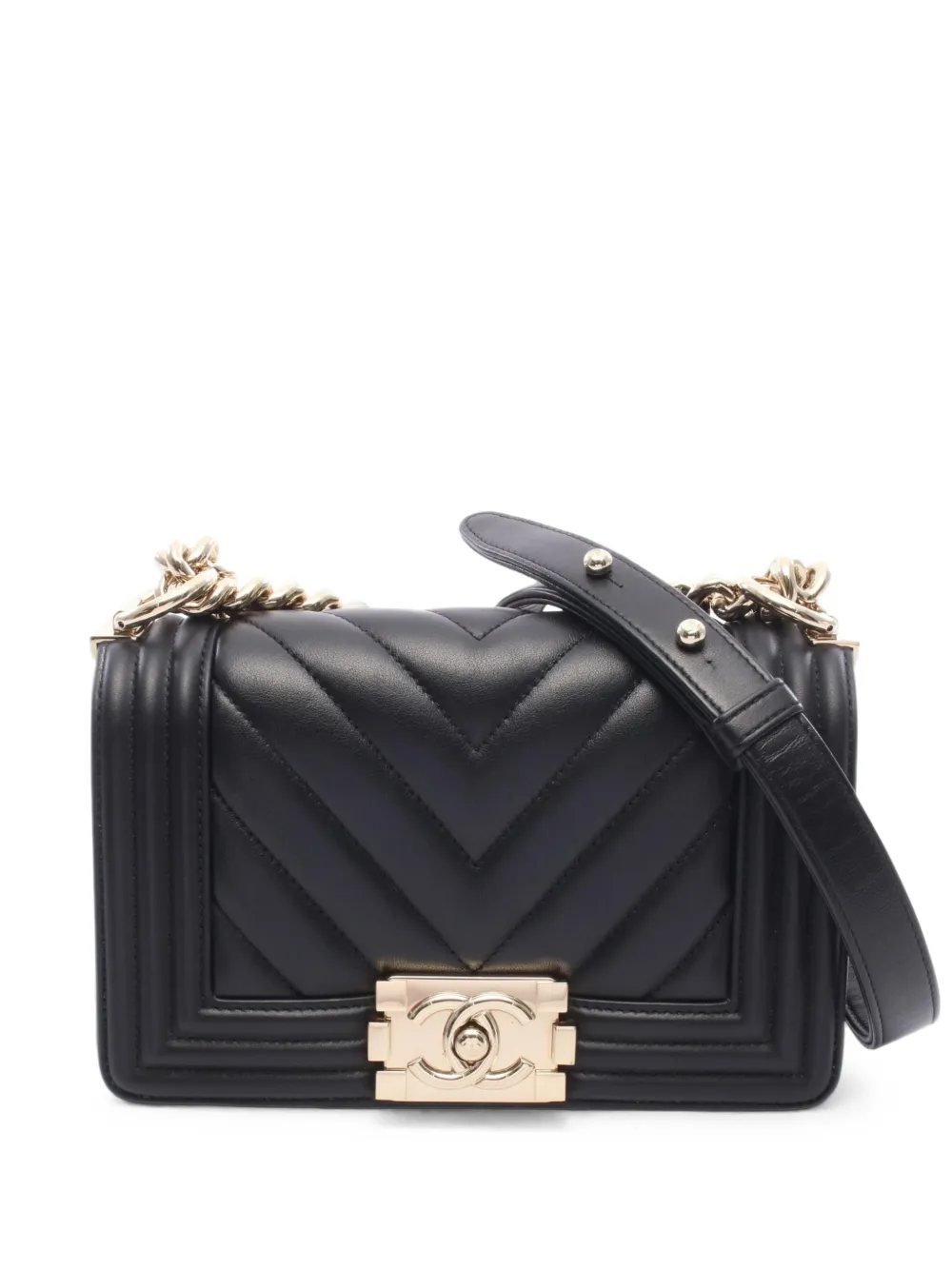 CHANEL Pre-Owned 2019 small Boy Chanel chain shoulder bag - Black