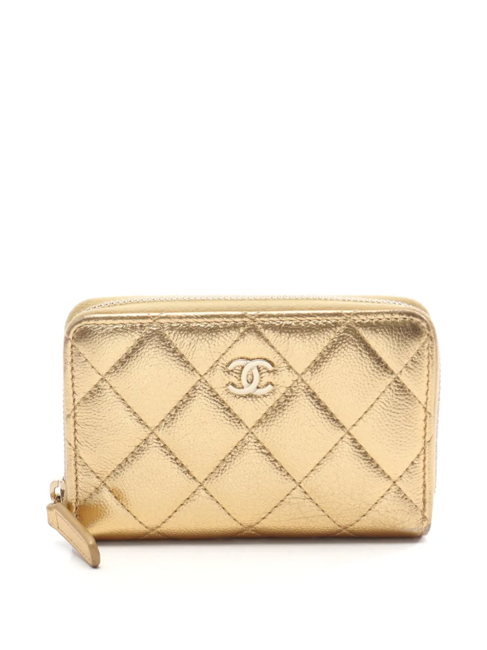 CHANEL Pre-Owned 2021 Matelassé Caviar coin purse - Gold