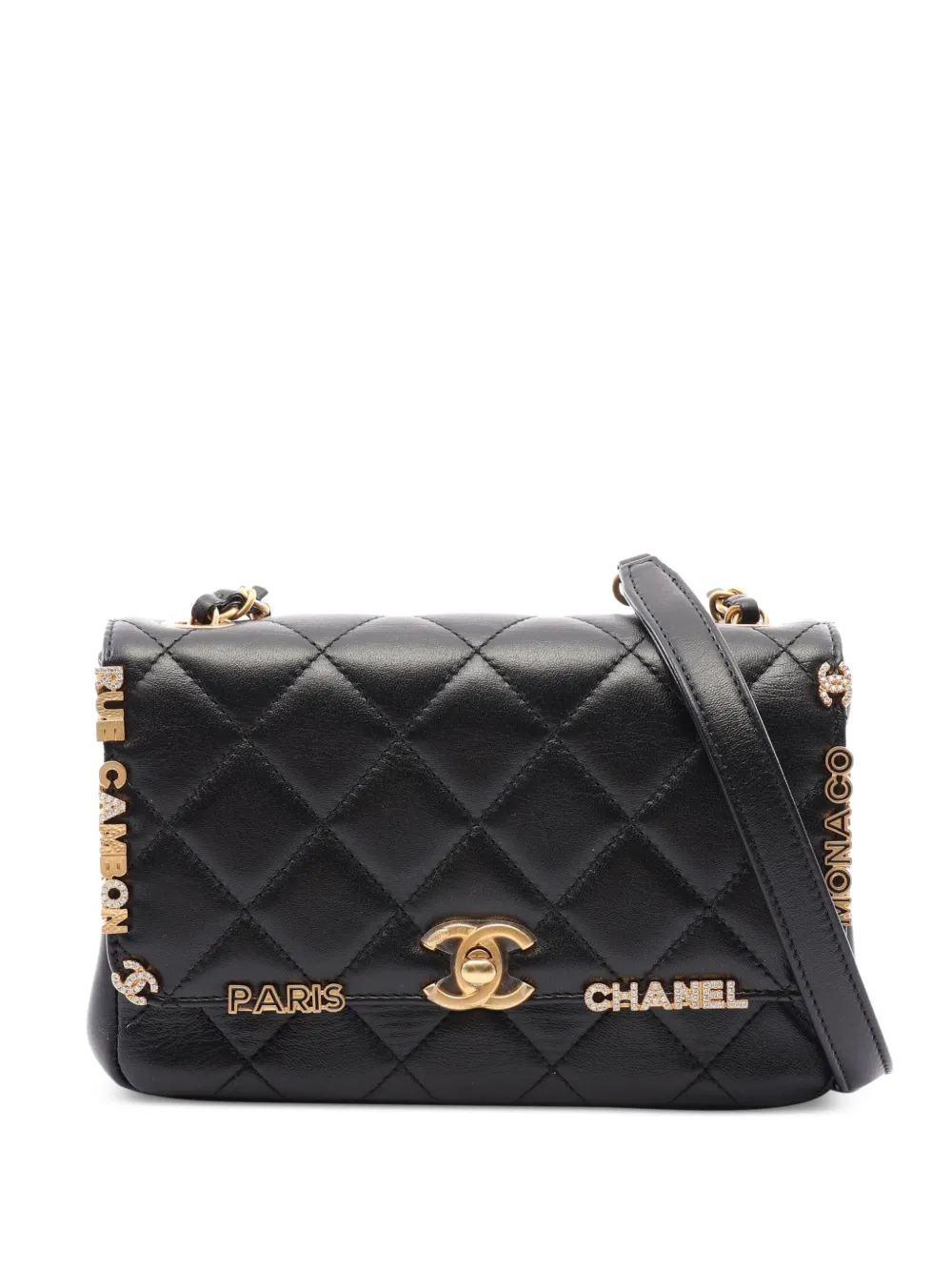 CHANEL Pre-Owned 2021 mini Paris-Monaco Flap chain shoulder bag - Black