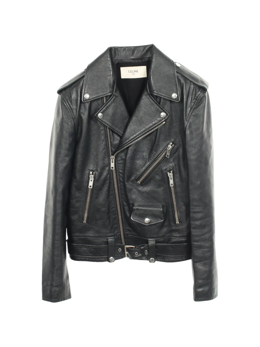 Pre-owned Celine 2010s Biker Leather Jacket In Black