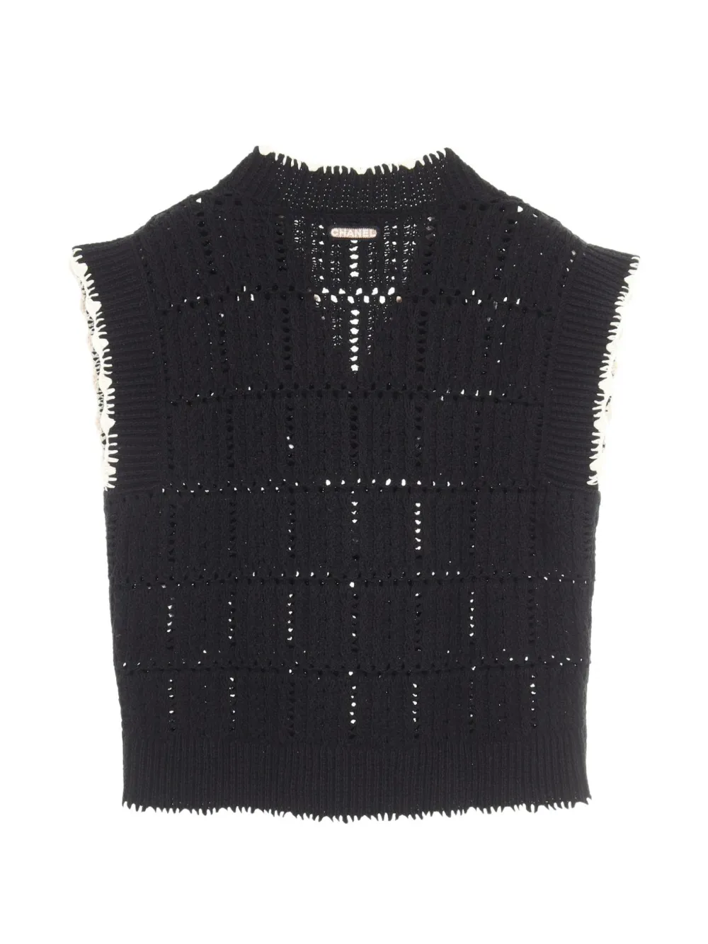 Pre-owned Chanel 1986-1988 V-neck Knit Vest In Black