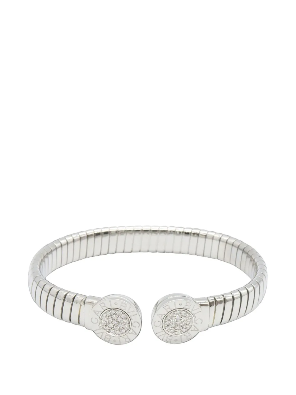 Bvlgari Pre-Owned 2010s Tubogas diamond bracelet - Argent Bvlgari Pre-Owned 2010s Tubogas diamond bracelet - Argent