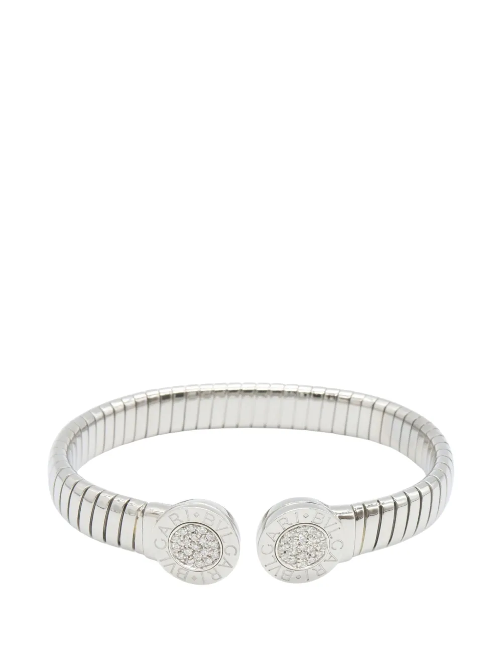 Bvlgari Pre-Owned bracelet Tubogas orné de diamants (années 2010) - Argent Bvlgari Pre-Owned bracelet Tubogas orné de diamants (années 2010) - Argent