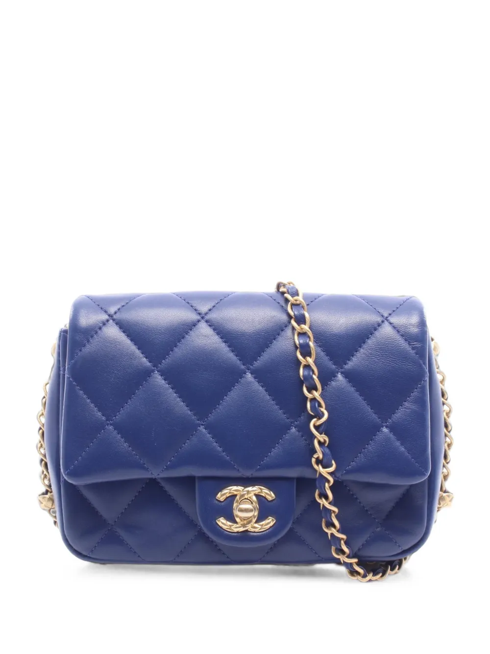 CHANEL Pre-Owned 2021 mini Matelassé chain shoulder bag - Blu