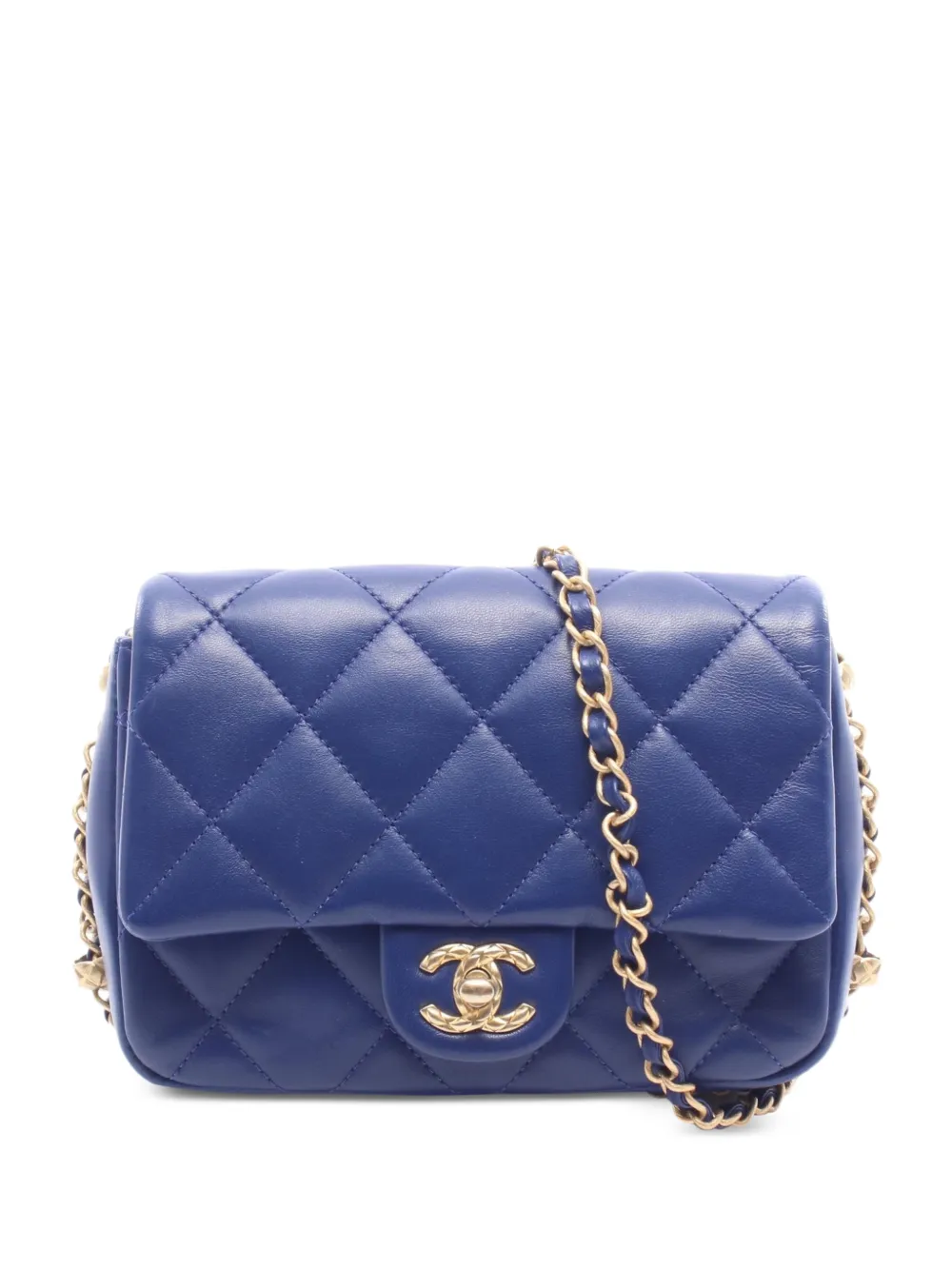 CHANEL Pre-Owned 2021 mini Matelassé chain shoulder bag - Blue