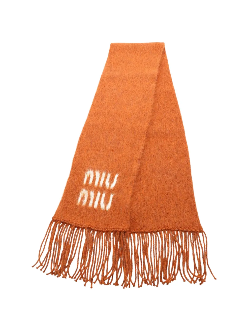 Miu Miu Pre-Owned 2010s logo fringe scarf - Arancione