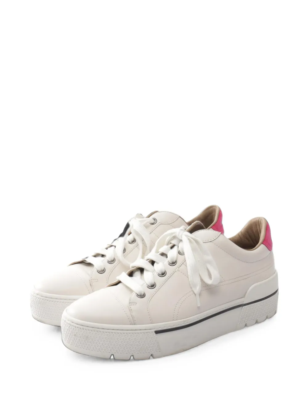 Pre-owned Hermes 2000s Voltage Leather Sneakers In White