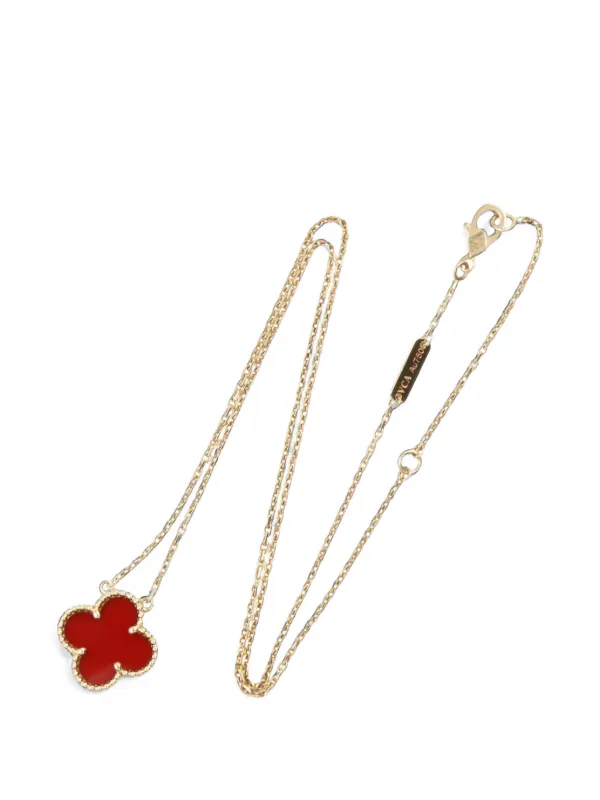 Van Cleef & Arpels Pre-owned 2010s Vintage Alhambra Carnelian Necklace in Gold