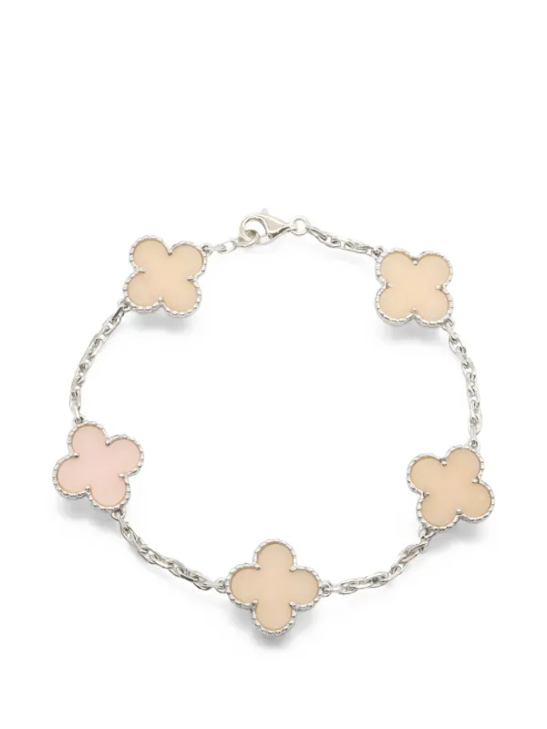 Van Cleef & Arpels Pre-owned 2010s Alhambra Pink-opal Bracelet in Silver