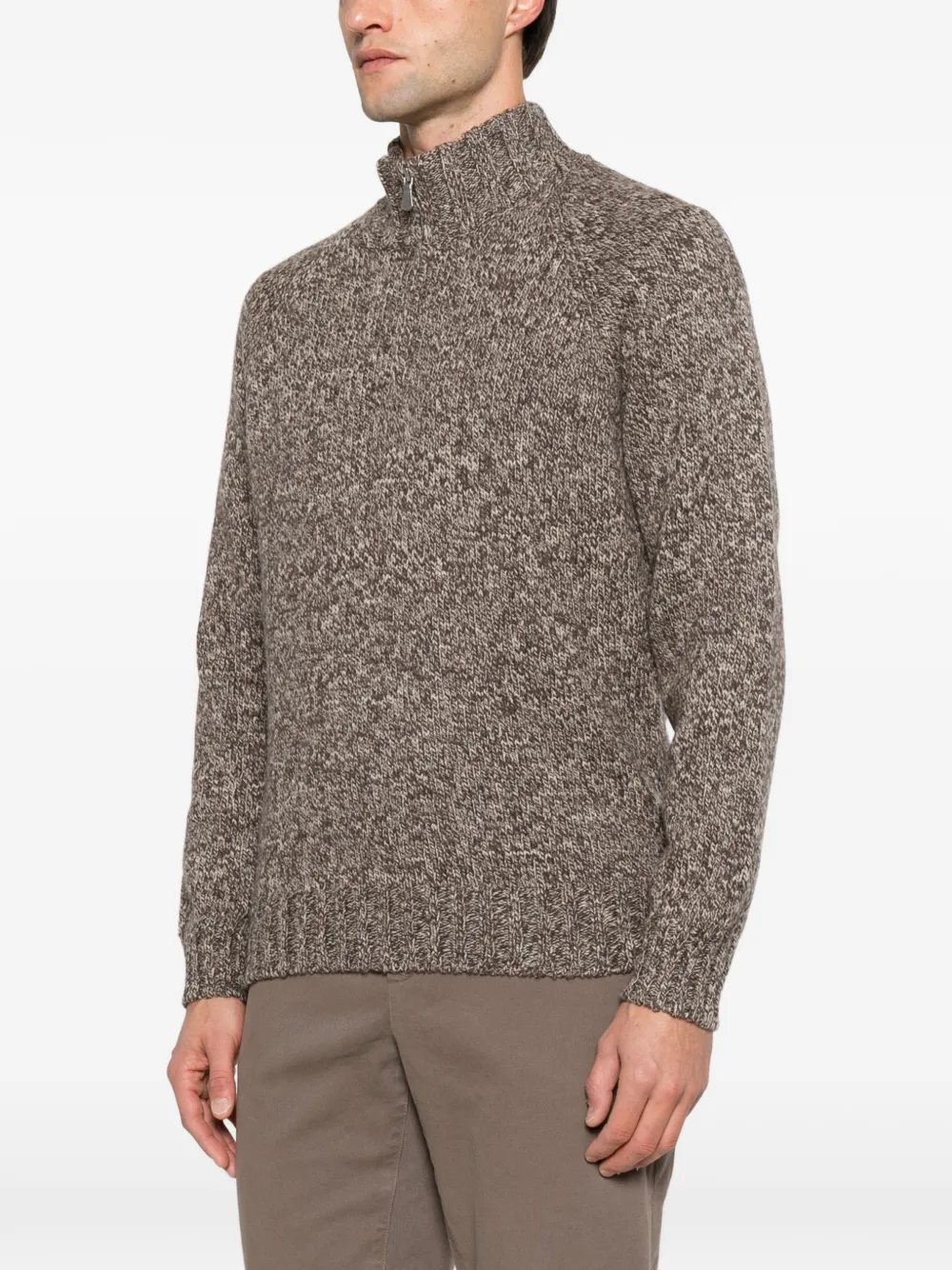 Gran Sasso quarter-zip melange sweater Bruin