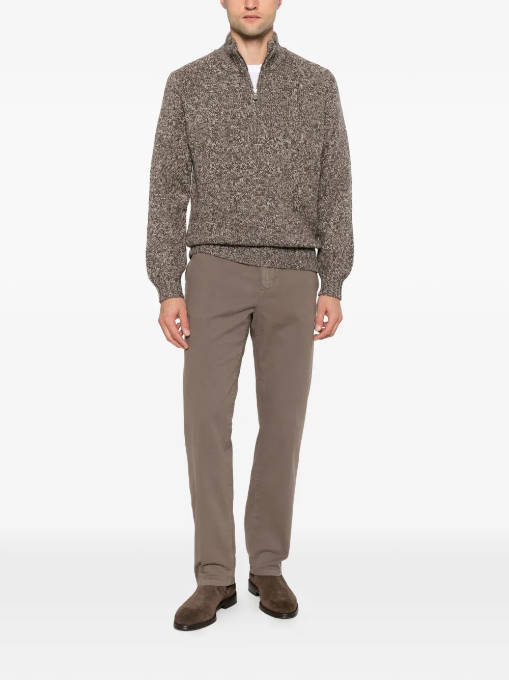 Gran Sasso quarter-zip melange sweater Bruin