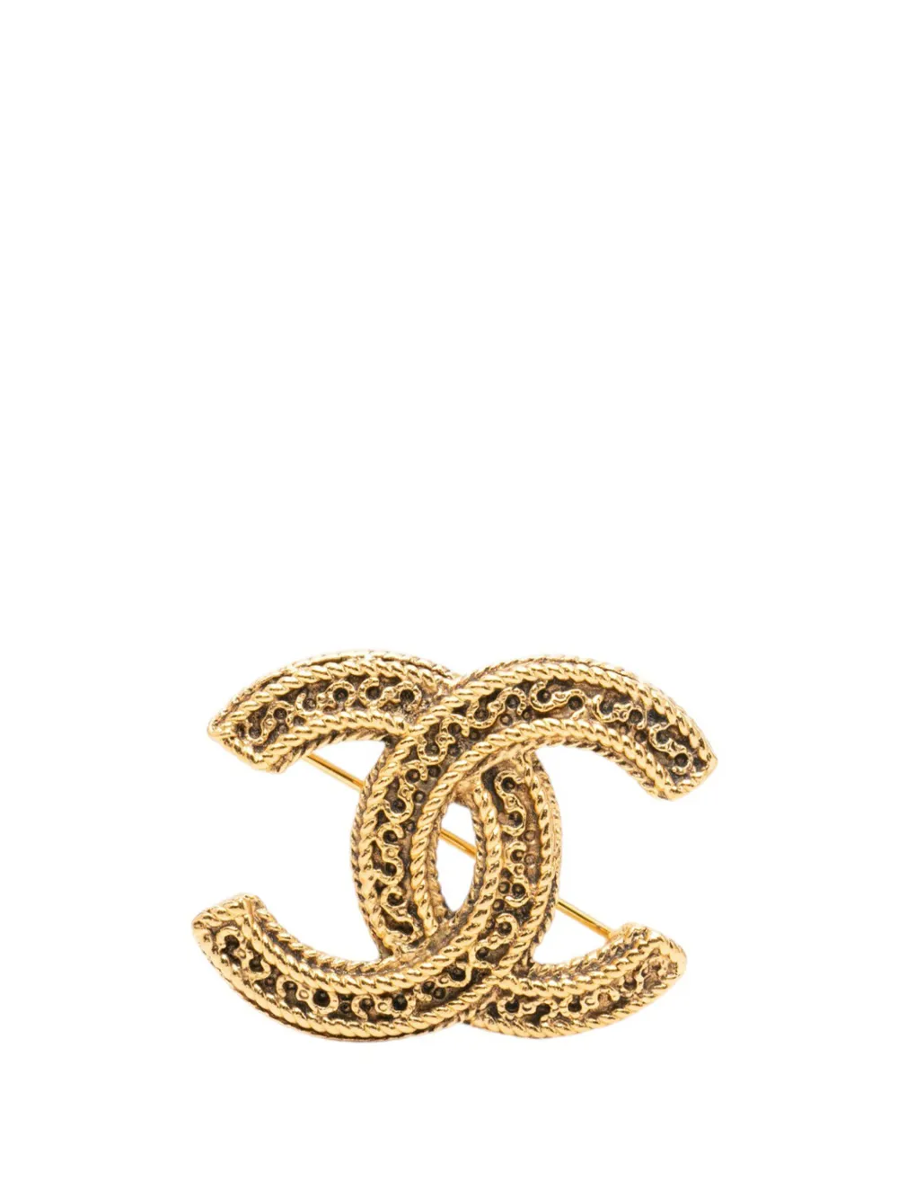 CHANEL Pre-Owned 1970-1980 CC Gold Plated Filigree Brooch costume brooch - Oro