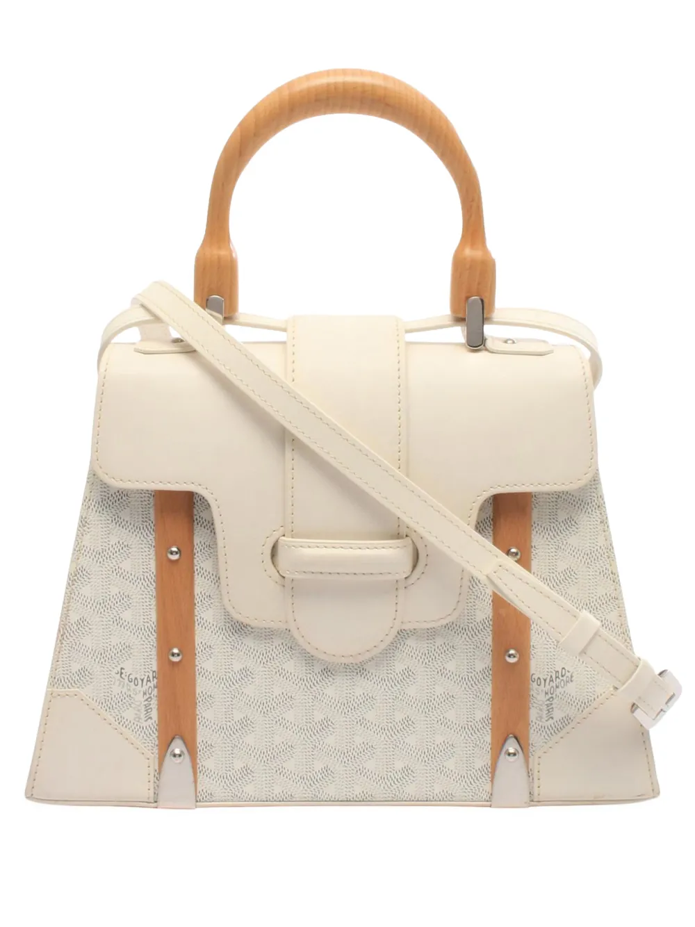 Goyard Pre-Owned sac à main Saigon Structured PM en toile Goyardine (2000-2026) - Blanc Goyard Pre-Owned sac à main Saigon Structured PM en toile Goyardine (2000-2026) - Blanc