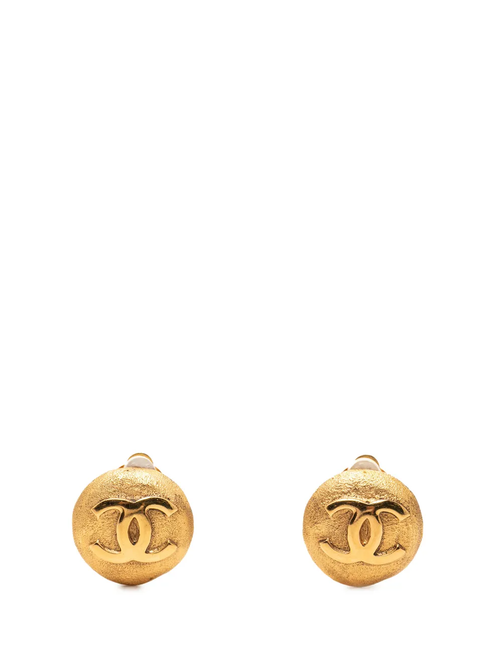 CHANEL Pre-Owned 1980-1990 CC Gold Plated Button Clip On Earrings costume earrings - Oro