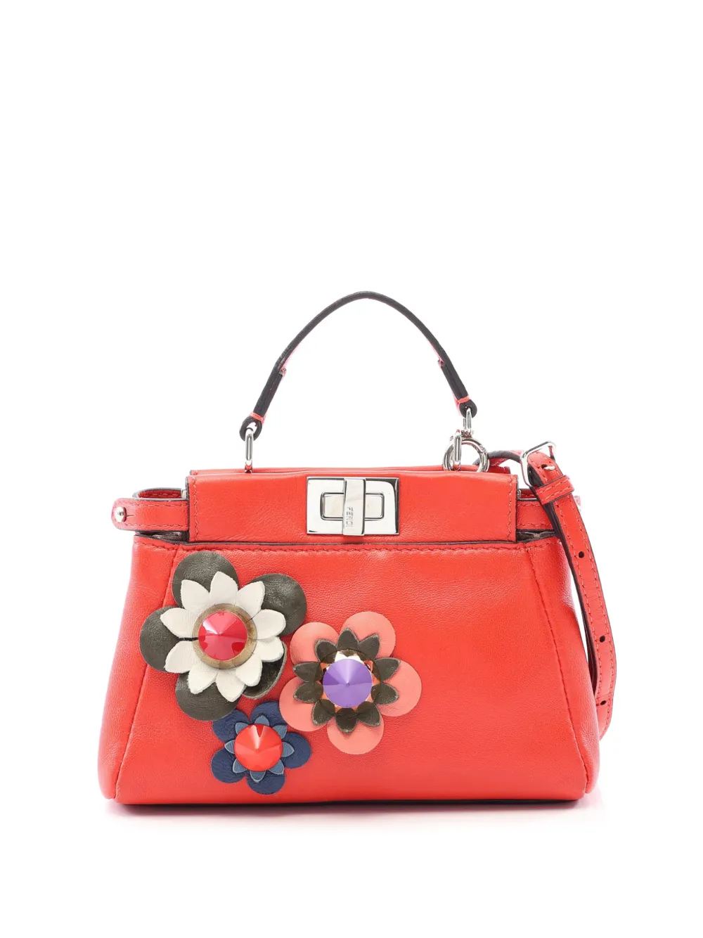 Fendi Pre-Owned 2010-2026 Micro Leather Flowerland Peekaboo satchel - Rot