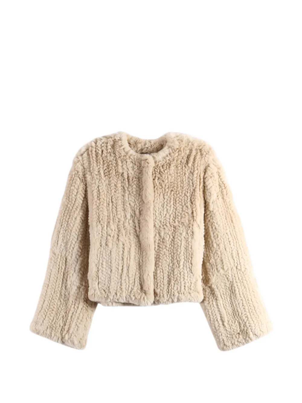 Yves Salomon ribbed-knit shearling jacket Beige