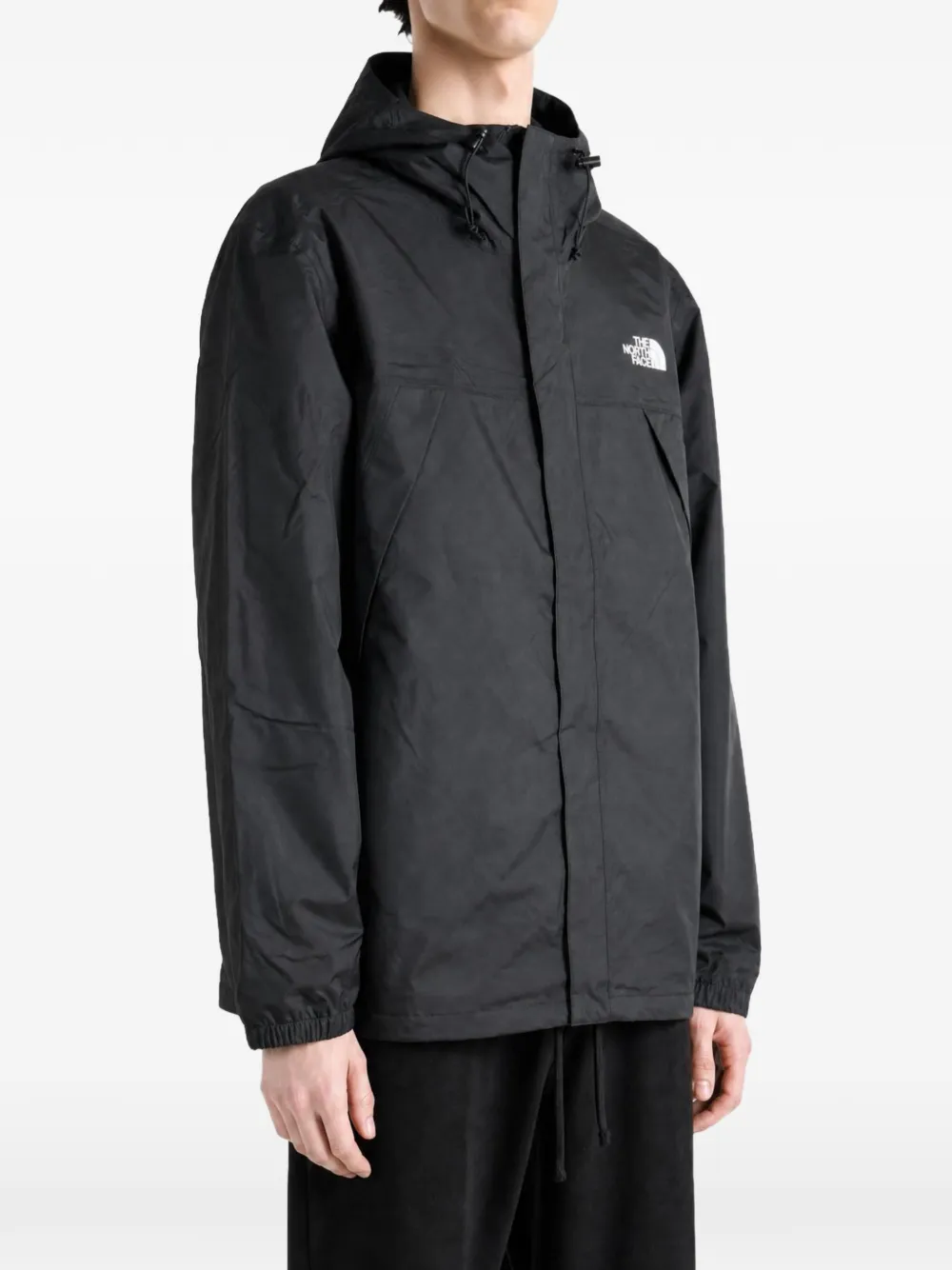 The North Face logo-print hooded jacket Zwart