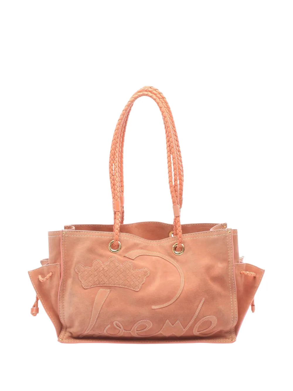 Loewe Pre-Owned sac cabas Crown Logo en daim (2000-2026) - Rose