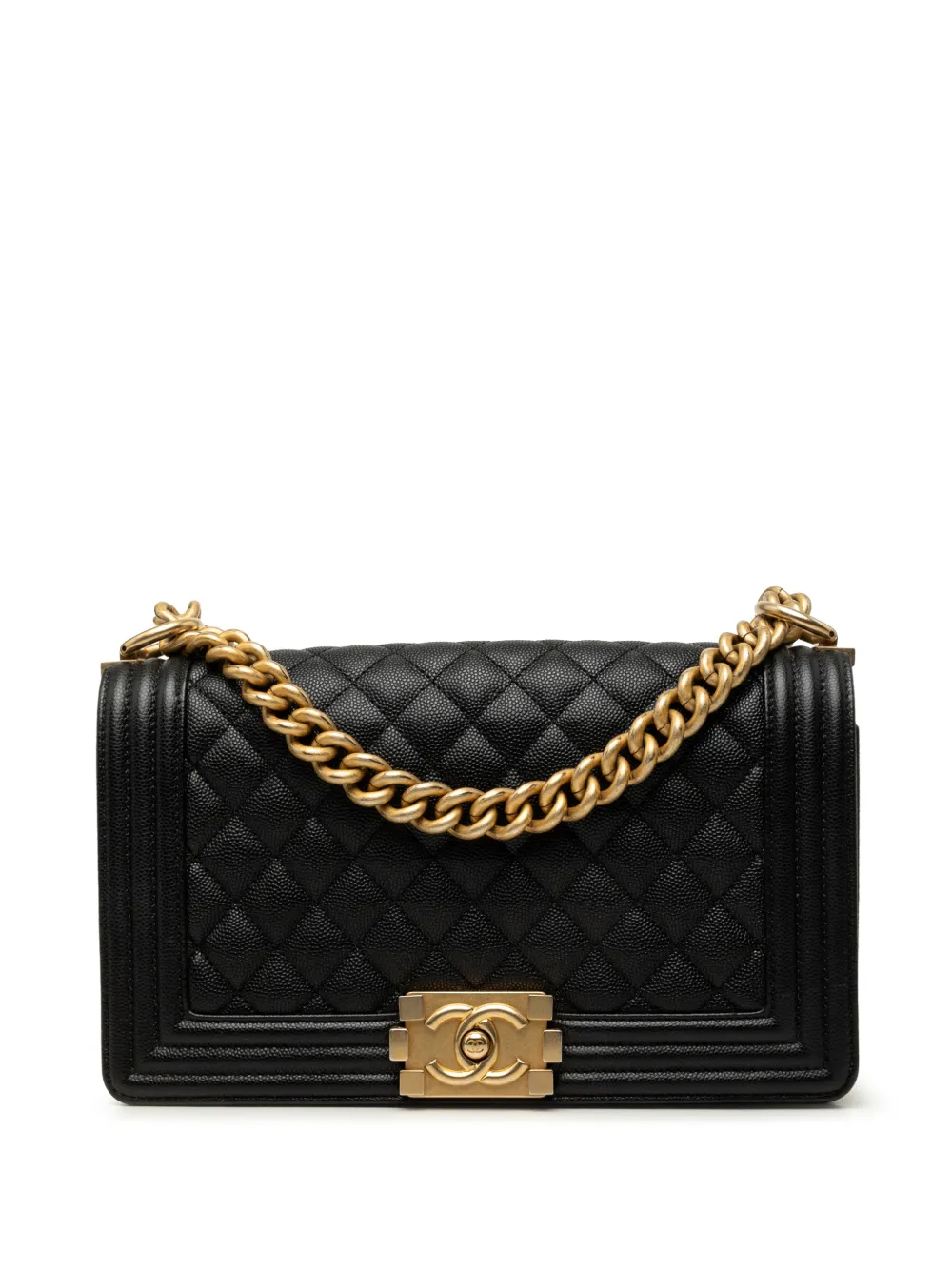 CHANEL Pre-Owned 2019 Old Medium Quilted Caviar Boy Flap crossbody bag - Nero