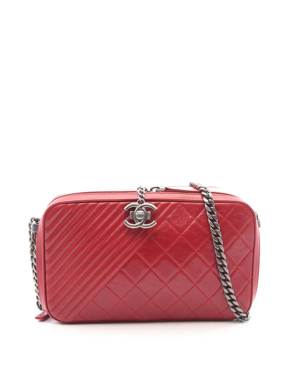 CHANEL Pre-Owned 2014-2015 Medium Quilted Lambskin Coco Boy Camera Bag crossbody bag - Rosso