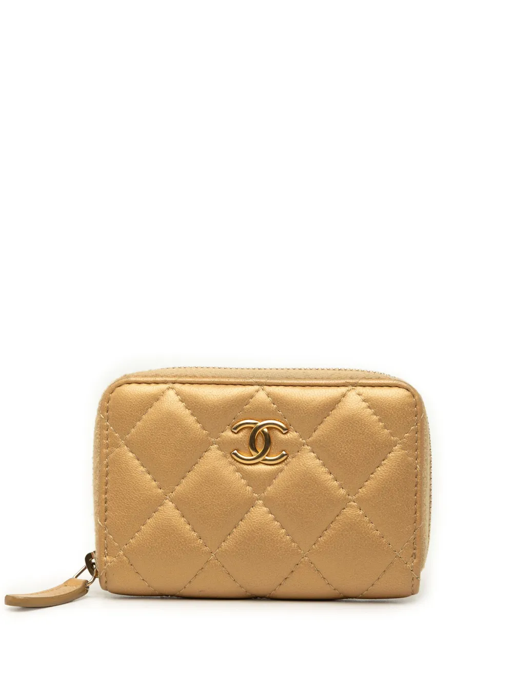 CHANEL Pre-Owned 2019 CC Quilted Lambskin Zippy coin pouch - Gold