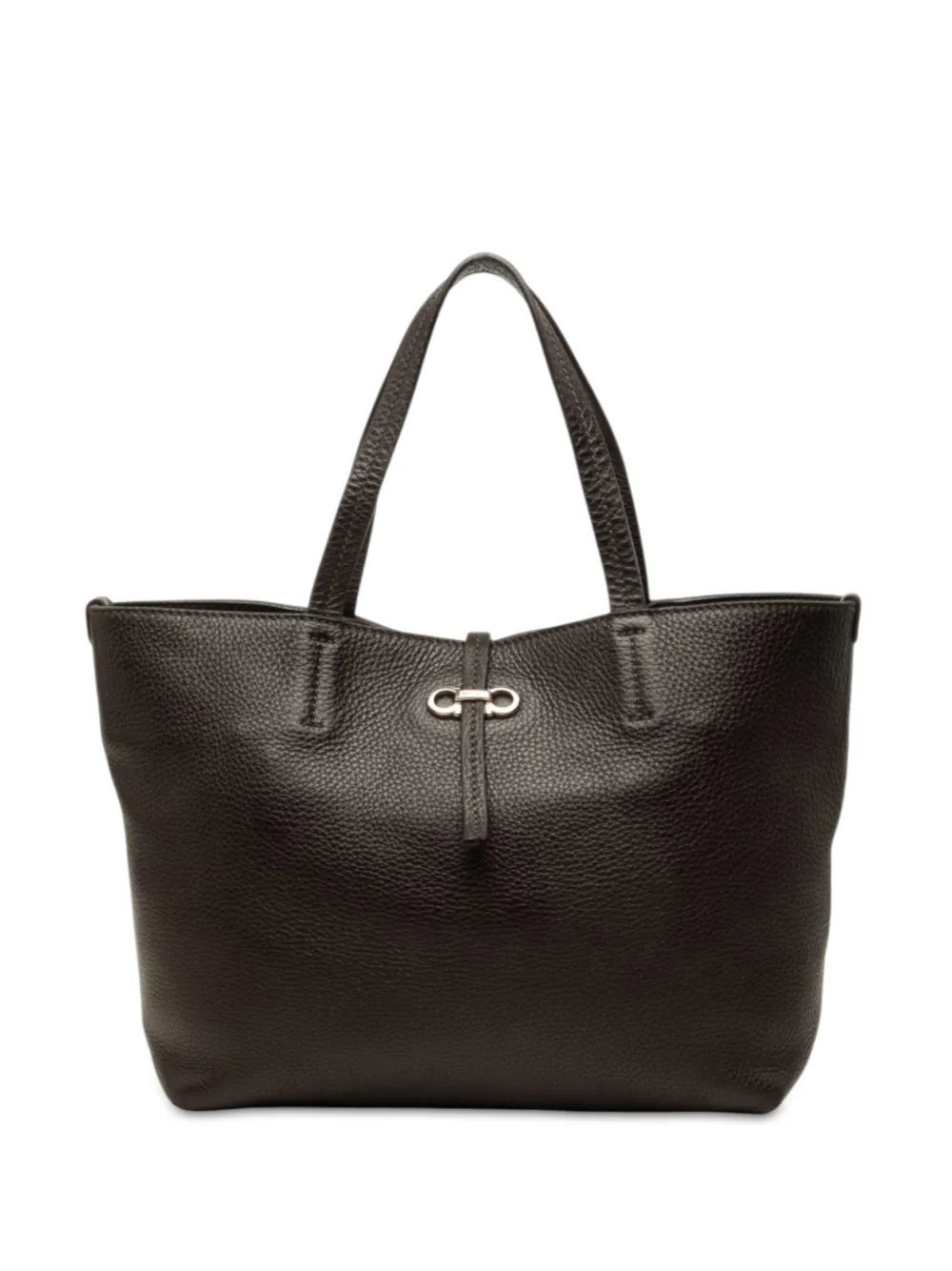 Ferragamo Pre-Owned sac à main Gancini Bice en cuir de veau grainé (2010-2026) - Marron Ferragamo Pre-Owned sac à main Gancini Bice en cuir de veau grainé (2010-2026) - Marron