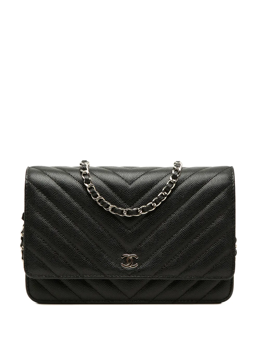 CHANEL Pre-Owned 2017-2018 CC Chevron Caviar Wallet On Chain crossbody bag - Nero