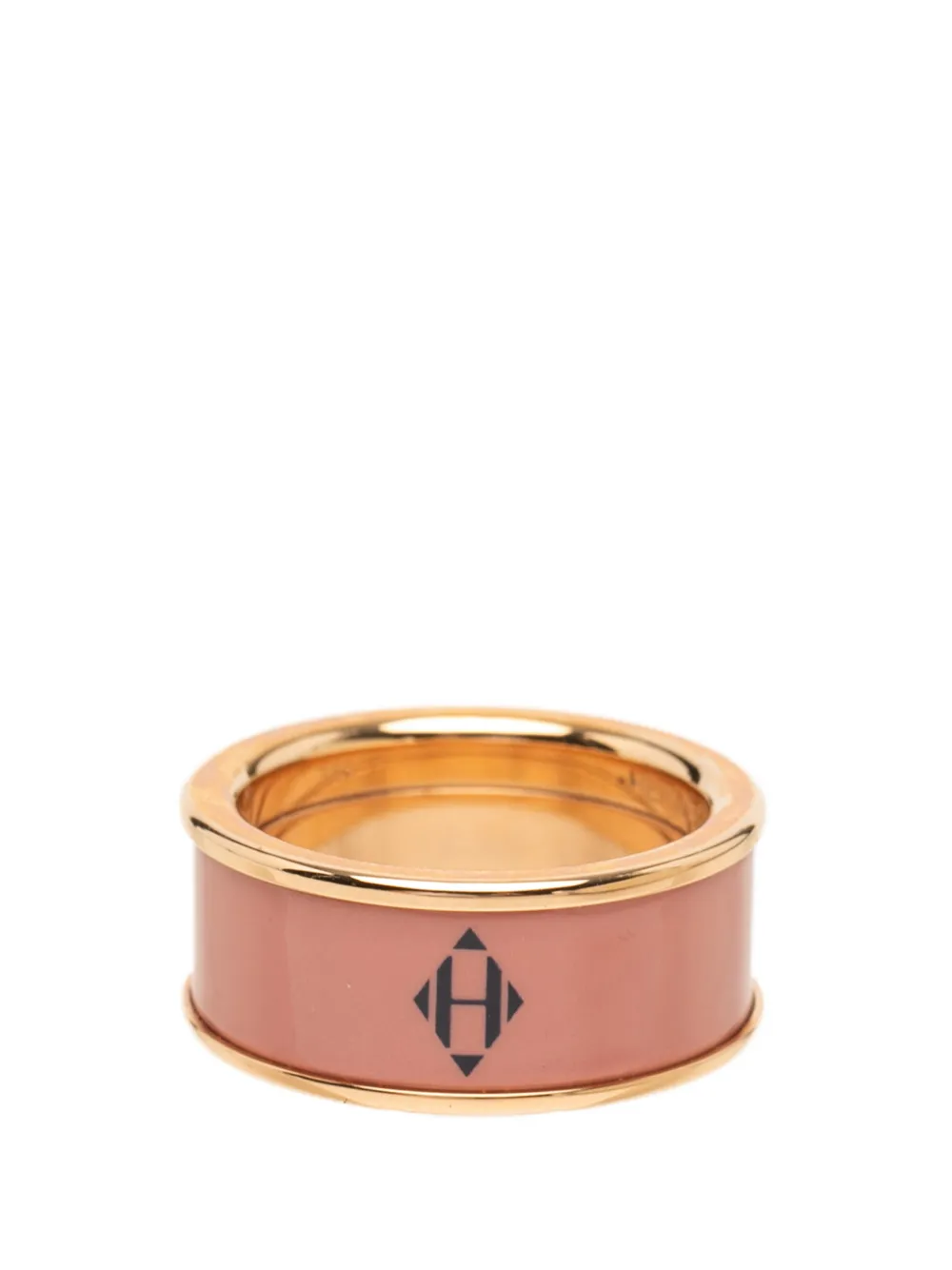 Hermès Pre-Owned 2010-2026 Medium Gold Plated Enamel H Diamant Uni Ring costume ring