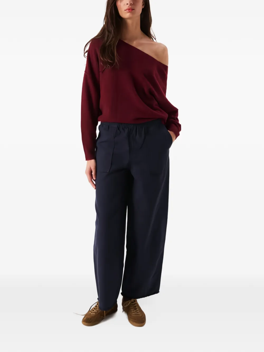 American Vintage off-shoulder boat-neck sweater Rood