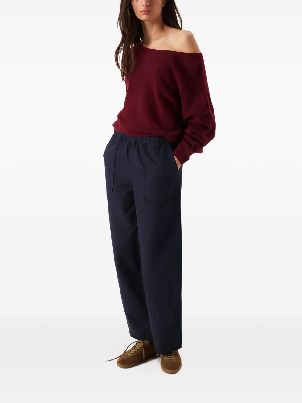 American Vintage off-shoulder boat-neck sweater Rood