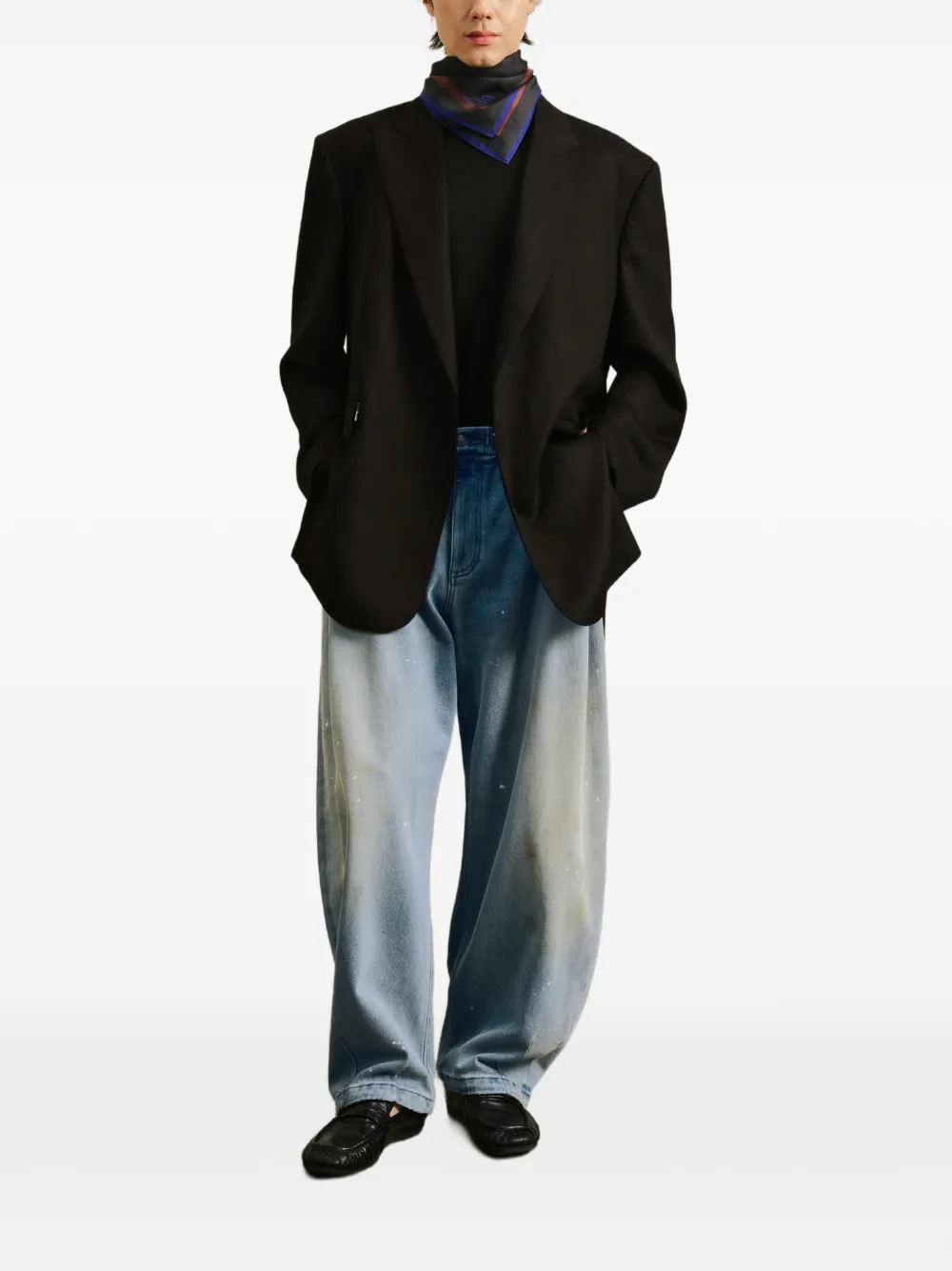 CROQUIS Gewelfde jeans met wijde pijpen Blauw