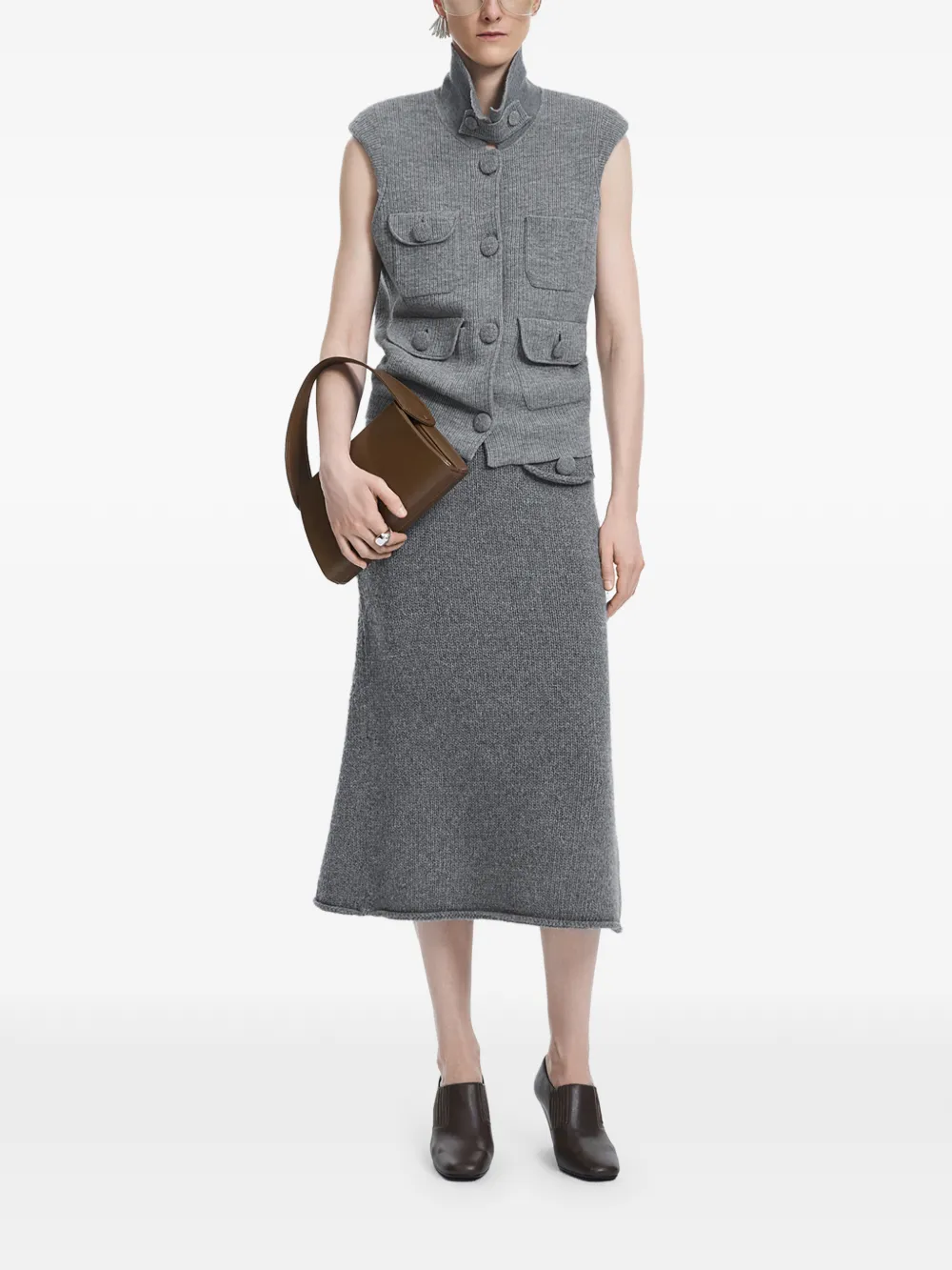 JNBY A-line knitted midi skirt Grijs