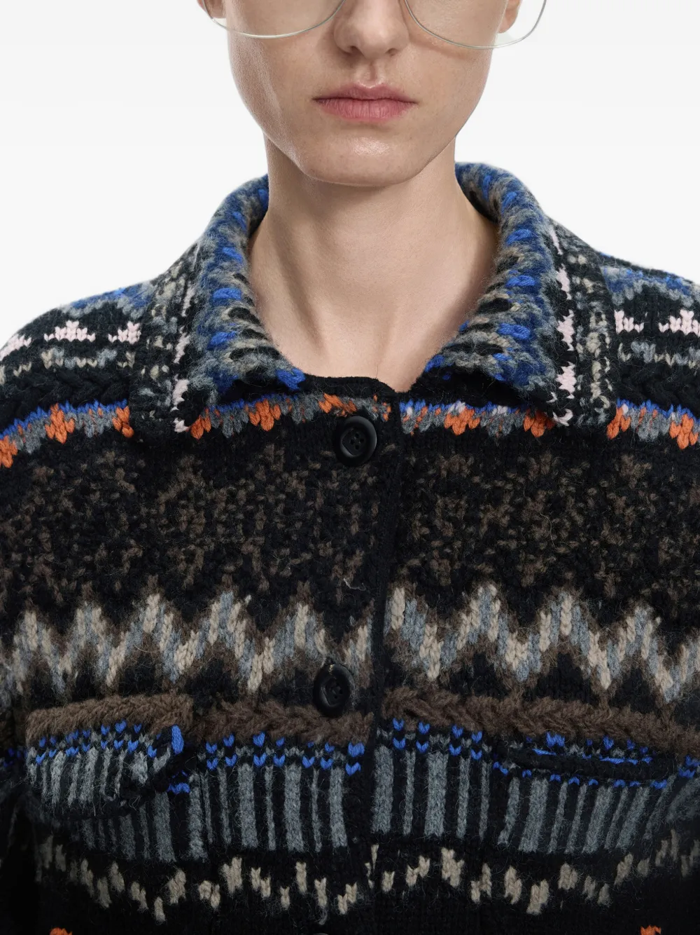 JNBY Gebreid cropped vest met jacquard Zwart